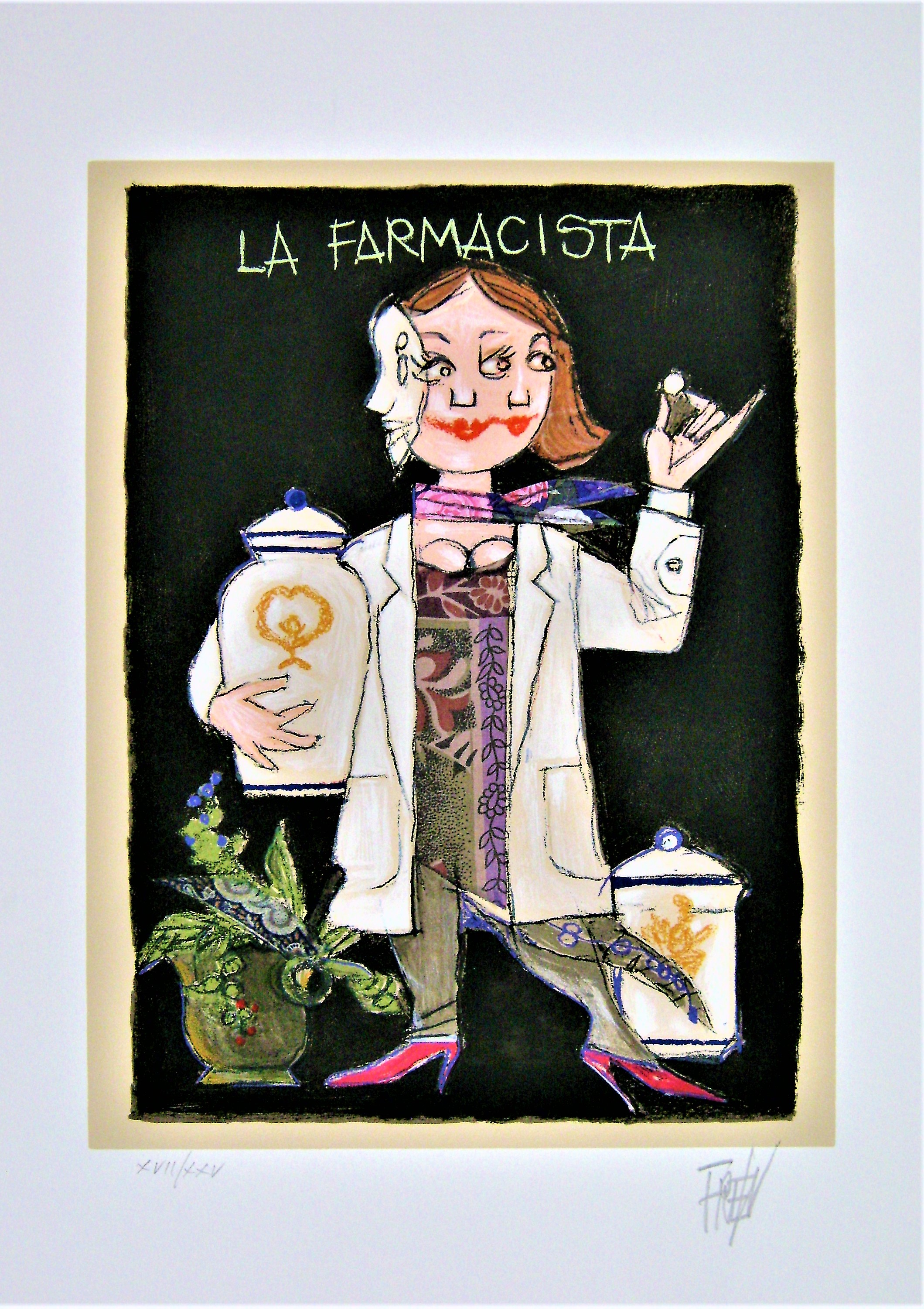 Paolo Fresu / Il Dentista / Serigrafia e Collage 70x50 cm. con cornice